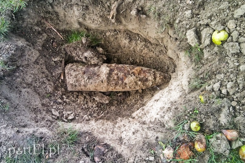 Elbląg, Pocisk artyleryjski znaleziony w ogrodzie