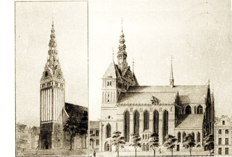 Elbląg, Nowa wieża i wieże przed pożarem (1777) kościoła św. Mikołaja Elbląg, Nowa wieża i wieże przed pożarem (1777) kościoła św. Mikołaja