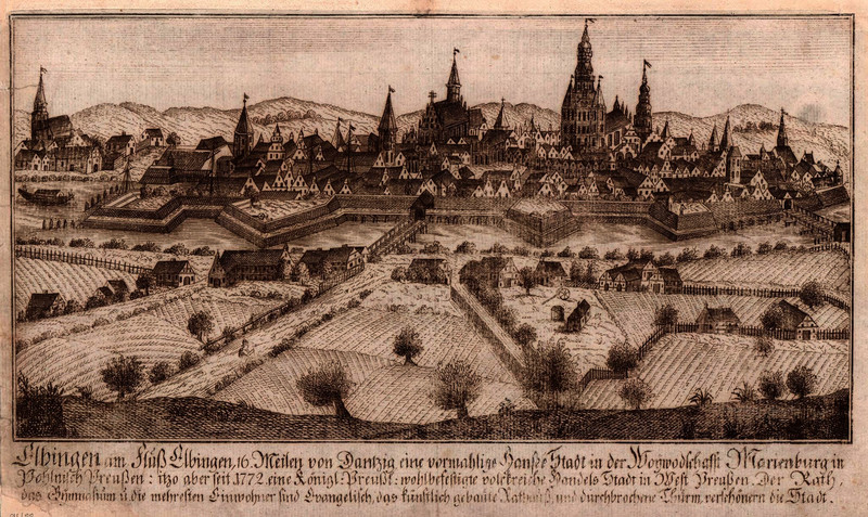 Elbląg, Panorama Elbląga w 1772 r.