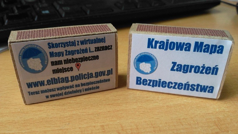 Elbląg, Krajowa Mapa Zagrożeń Bezpieczeństwa na zapałkach Elbląg, Krajowa Mapa Zagrożeń Bezpieczeństwa na zapałkach