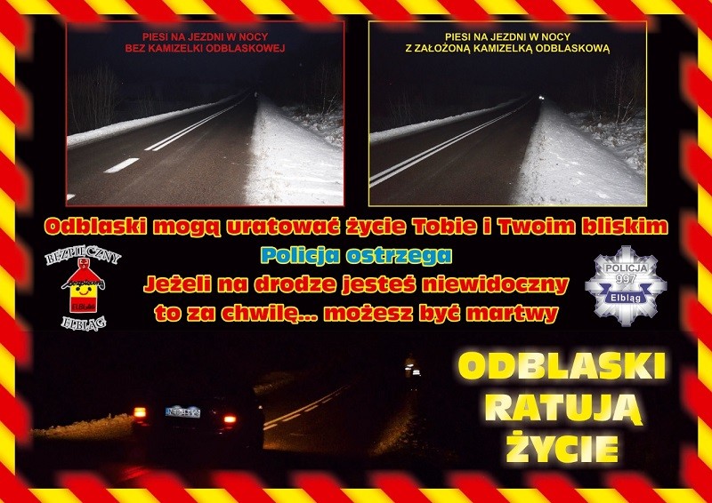Elbląg, Odblaski ratują życie Elbląg, Odblaski ratują życie