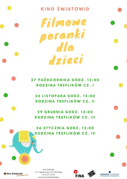 Elbląg, Filmowe Poranki z Rodziną Treflików w Kinie Światowid Elbląg, Filmowe Poranki z Rodziną Treflików w Kinie Światowid
