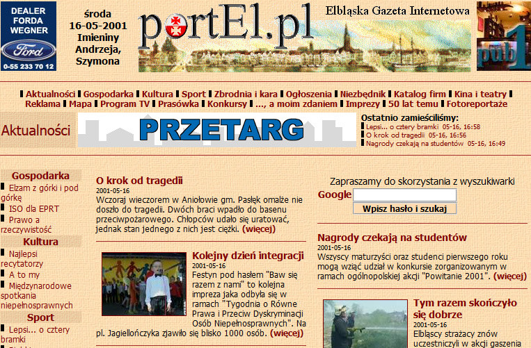Elbląg, portEl w 2001 roku Elbląg, portEl w 2001 roku