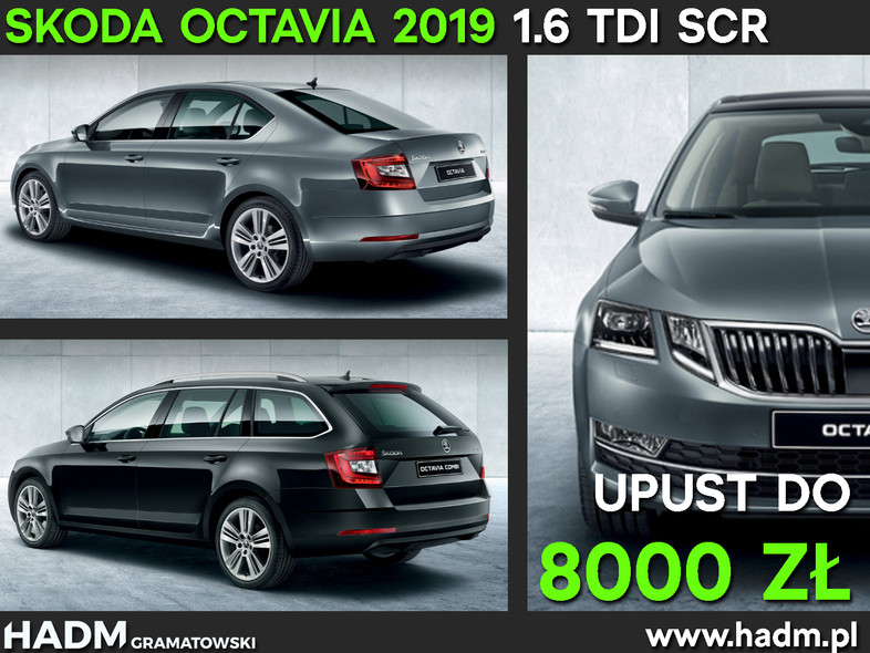Nowa Skoda Octavia 1.6 TDI z upustem do 8 tys. zł już w sprzedaży w salonie HADM Gramatowski Nowa Skoda Octavia 1.6 TDI z upustem do 8 tys. zł już w sprzedaży w salonie HADM Gramatowski