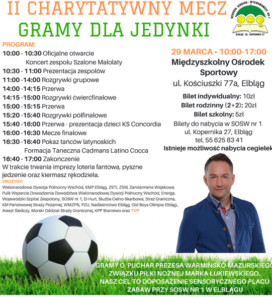 Elbląg, II Charytatywny turniej piłki nożnej „Gramy dla Jedynki” Elbląg, II Charytatywny turniej piłki nożnej „Gramy dla Jedynki”