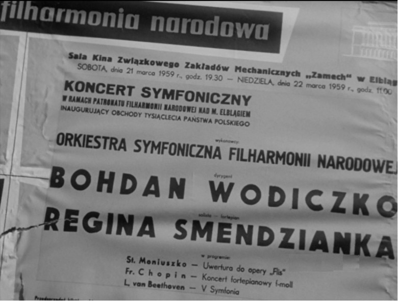 Elbląg, Afisz zapowiadający koncert Filharmonii Narodowej