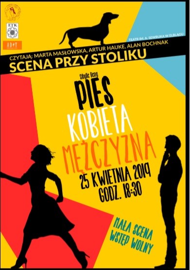 Elbląg, Pies, kobieta, mężczyzna na Małej Scenie Teatru