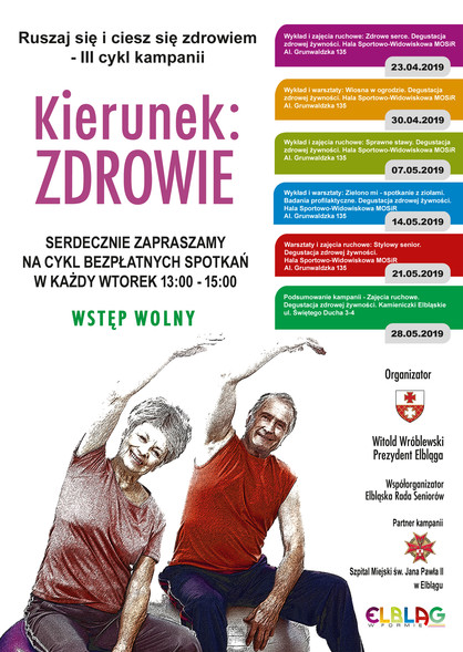 Elbląg, Seniorze, w każdy wtorek wybierz „Kierunek: Zdrowie”