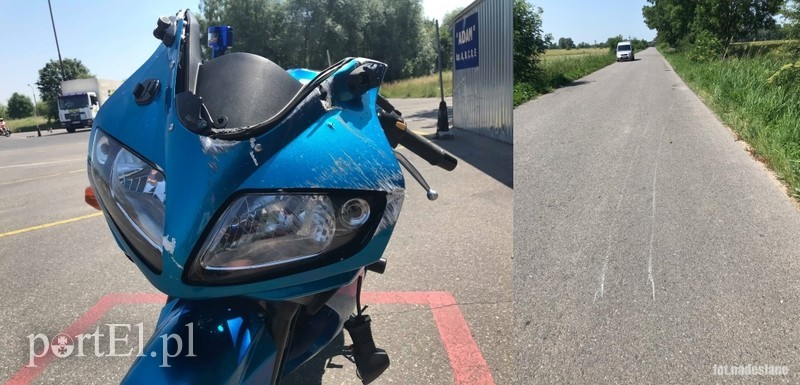 Elbląg, Motocykl 26-tetniej elblążanki po kolizji z dzikiem.Jezdnia, na której doszło do zdarzenia