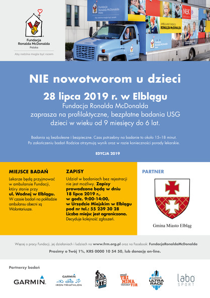 Elbląg, "Nie" nowotworom u dzieci. Bezpłatne badania Elbląg, "Nie" nowotworom u dzieci. Bezpłatne badania