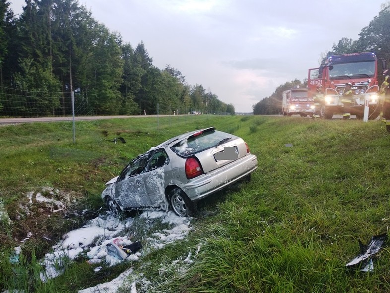 Elbląg, W pobliżu S22 dachowała honda