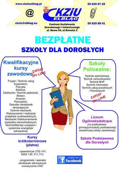 Zacznij naukę w Centrum Kształcenia Zawodowego i Ustawicznego w Elblągu! Zacznij naukę w Centrum Kształcenia Zawodowego i Ustawicznego w Elblągu!