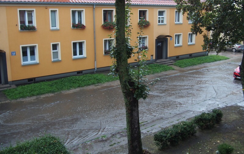 Elbląg, Ulica Okrzei po ulewie