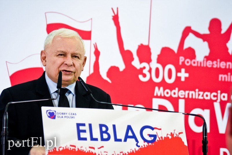 Elbląg, Jarosław Kaczyński na spotkaniu z sympatykami Prawa i Sprawiedliwości, które odbyło się w auli uczelni przy ul. Lotniczej