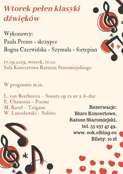 Elbląg, Wtorek pełen klasyki dźwięków Elbląg, Wtorek pełen klasyki dźwięków
