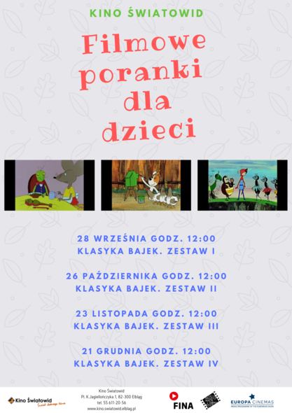 Elbląg, Filmowe Poranki w kinie Światowid Elbląg, Filmowe Poranki w kinie Światowid