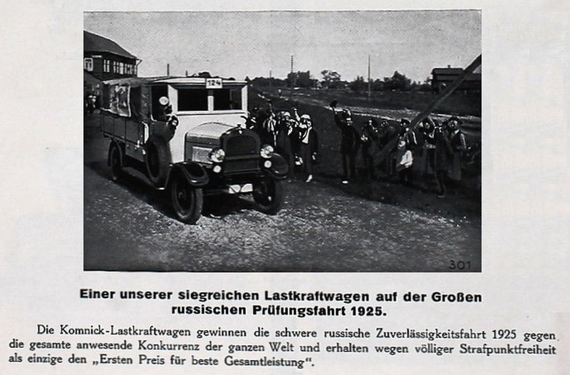 Elbląg, Ciężarówka Komnick E3W Probeg 1925 wyprodukowano w Elblągu