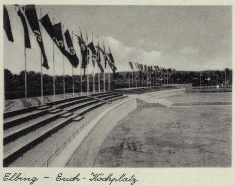 Elbląg, Tak w latach 40. wyglądał stadion przy dzisiejszej ul. Krakusa Elbląg, Tak w latach 40. wyglądał stadion przy dzisiejszej ul. Krakusa