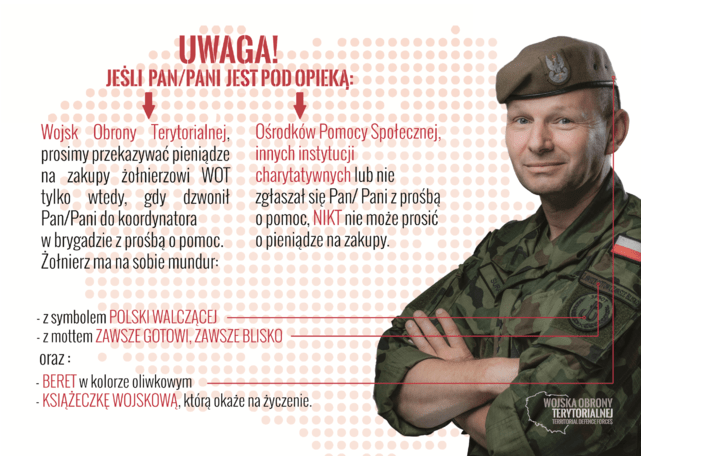 Elbląg, Oszuści próbowali wyłudzić pieniądze na żołnierza WOT Elbląg, Oszuści próbowali wyłudzić pieniądze na żołnierza WOT