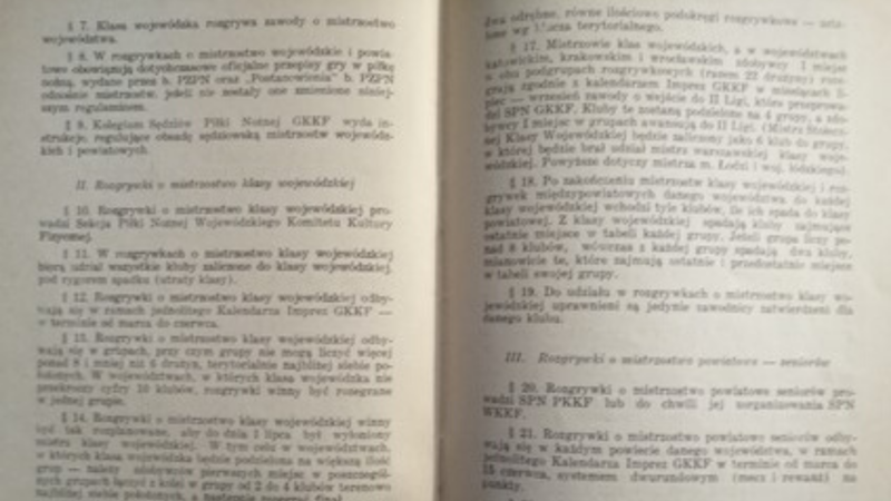 Elbląg, Fragment Regulaminu sportowego zawodów piłki nożnej z 1951 r.