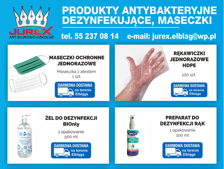 Hurtownia Jurex ma wszystko do walki z wirusem Hurtownia Jurex ma wszystko do walki z wirusem