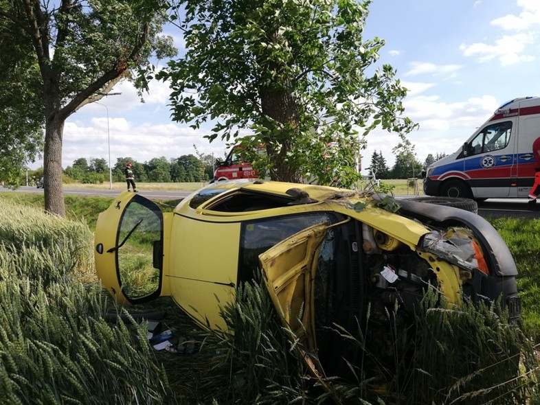 Elbląg, Wypadła z drogi, dachując