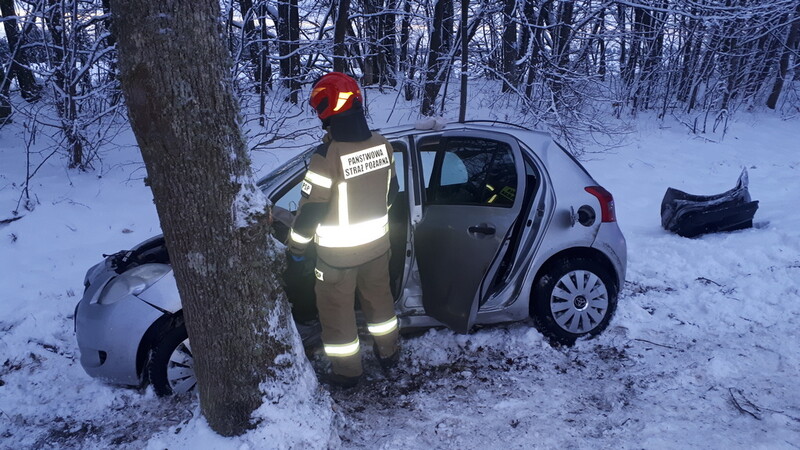 Elbląg, Toyotą uderzył w drzewo