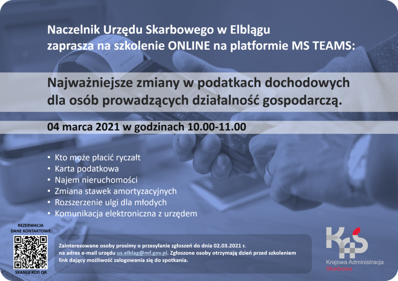 Elbląg, Urząd Skarbowy zaprasza na szkolenie Elbląg, Urząd Skarbowy zaprasza na szkolenie