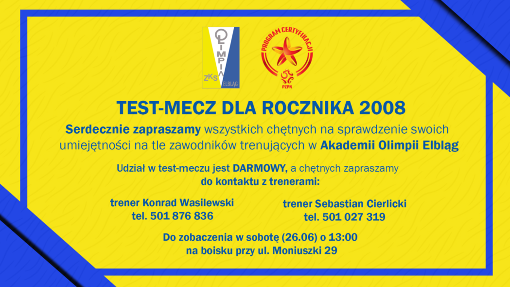 Elbląg, Test-mecze dla roczników 2008 i 2009 Elbląg, Test-mecze dla roczników 2008 i 2009