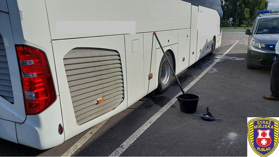 Elbląg, Mył autokar na starówce