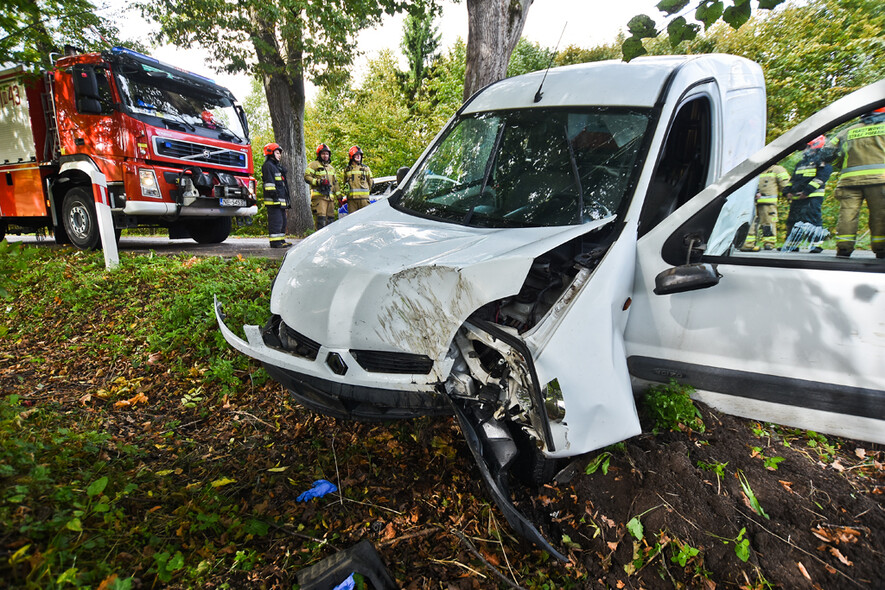Elbląg, Kierująca renault uderzyła w drzewo Elbląg, Kierująca renault uderzyła w drzewo