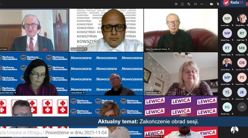 Elbląg, (kadr z transmisji Rady Miejskiej w Elblągu z 4 listopada) Elbląg, (kadr z transmisji Rady Miejskiej w Elblągu z 4 listopada)
