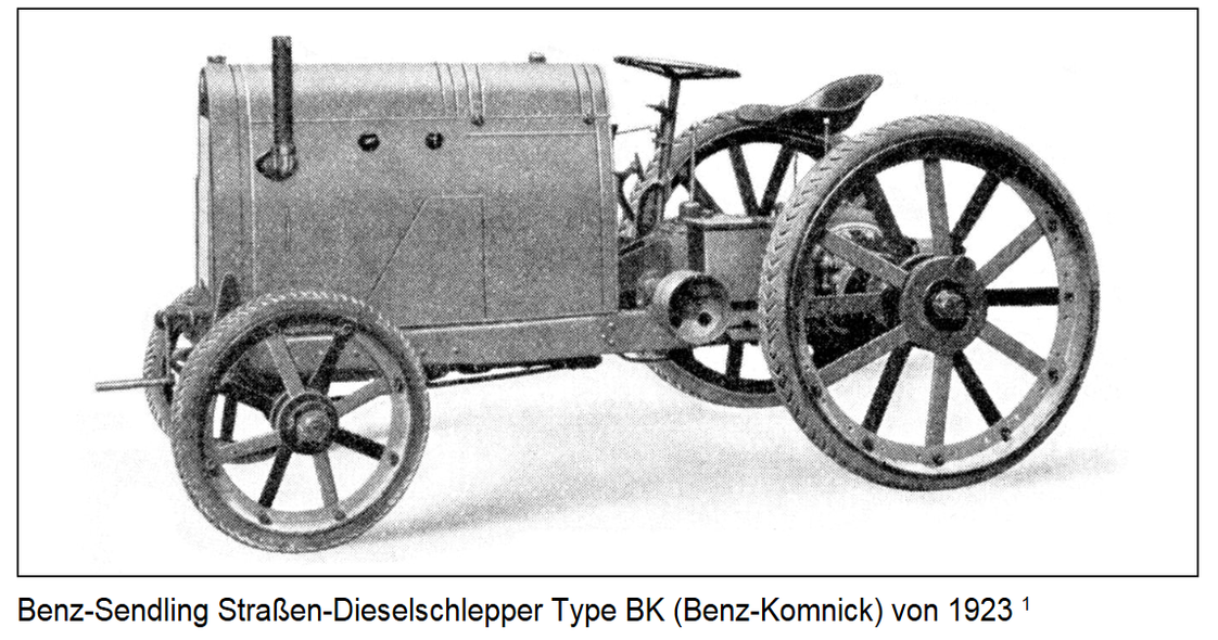 Elbląg, Traktor produkcji Benz - Komnick z 1923 r.