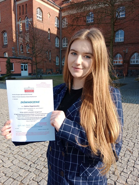 Elbląg, Uczennica III LO w Elblągu pierwsza w województwie Elbląg, Uczennica III LO w Elblągu pierwsza w województwie