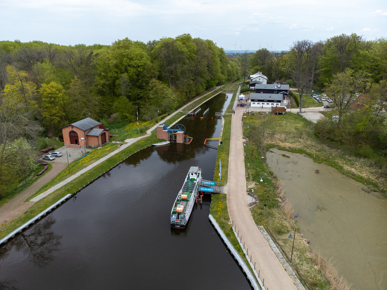 Elbląg, Widok na pochylnię Buczyniec,