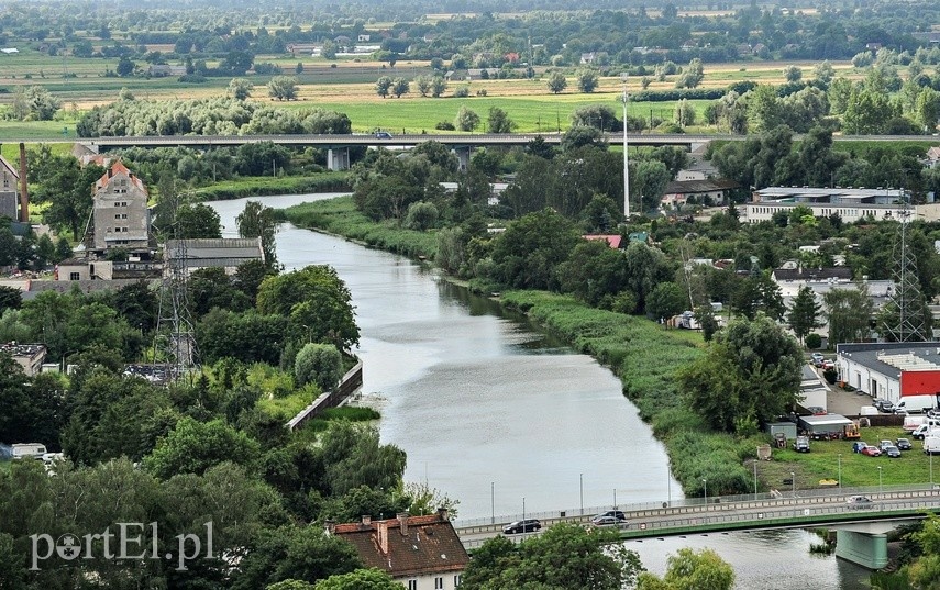 Elbląg, Widok na rzekę Elbląg z katedry św. Mikołaja