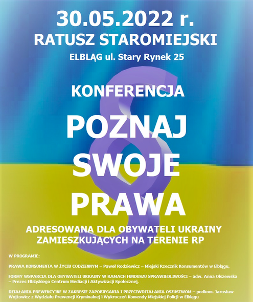 Elbląg, Poznaj Swoje Prawa - konferencja dla obywateli Ukrainy mieszkających w Polsce 