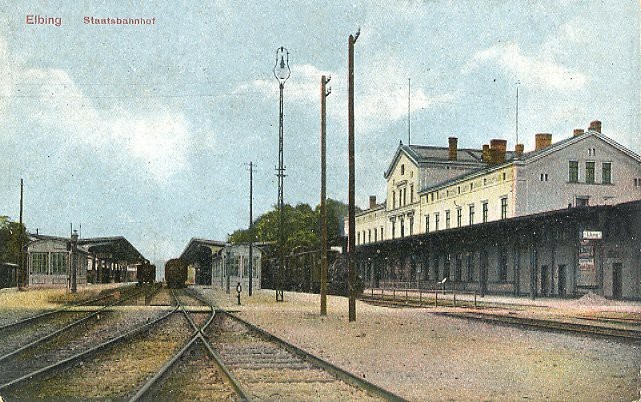 Elbląg, Dworzec w Elblągu od strony peronów przed wojną.