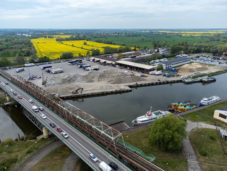 Elbląg, Widok na elbląski port z drona