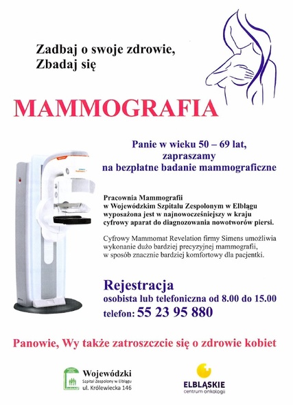 Elbląg, Bezpłatne badania mammograficzne Elbląg, Bezpłatne badania mammograficzne