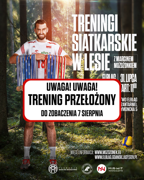 Elbląg, Trening z Marcinem Możdżonkiem przełożony Elbląg, Trening z Marcinem Możdżonkiem przełożony