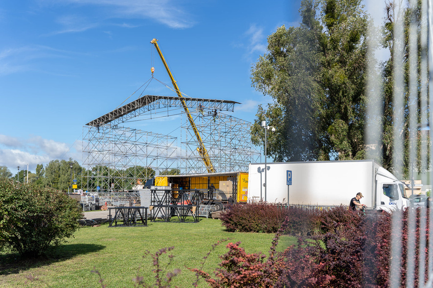 Elbląg, Budowa sceny na koncert z okazji otwarcia przekopu, Elbląg, Budowa sceny na koncert z okazji otwarcia przekopu,