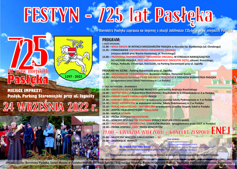 Elbląg, Obchody jubileuszu 725-lecia praw miejskich Pasłęka Elbląg, Obchody jubileuszu 725-lecia praw miejskich Pasłęka