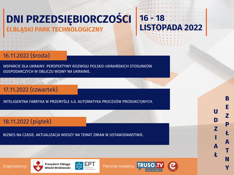Elbląg, Dni Przedsiębiorczości w Elbląskim Parku Technologicznym Elbląg, Dni Przedsiębiorczości w Elbląskim Parku Technologicznym