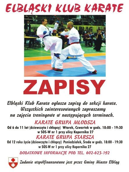 Elbląg, Elbląski Klub Karate zaprasza na treningi 