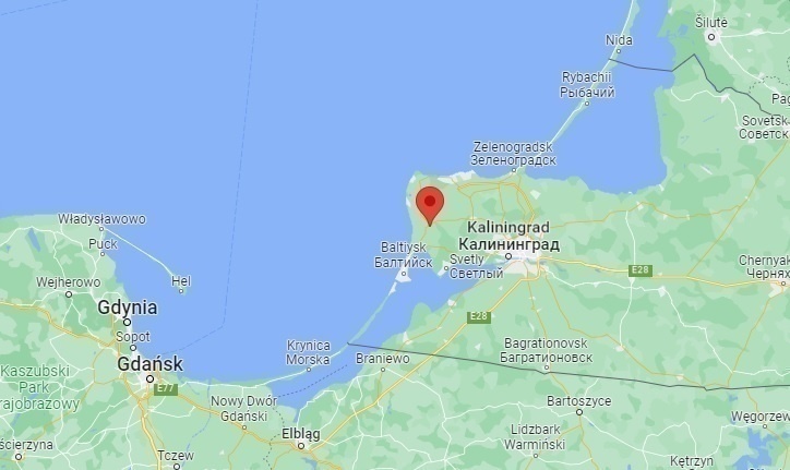 Elbląg, Kruglowo znajduje się kilkadziesiąt kilometrów na zachód od Królewca (Google Maps) Elbląg, Kruglowo znajduje się kilkadziesiąt kilometrów na zachód od Królewca (Google Maps)