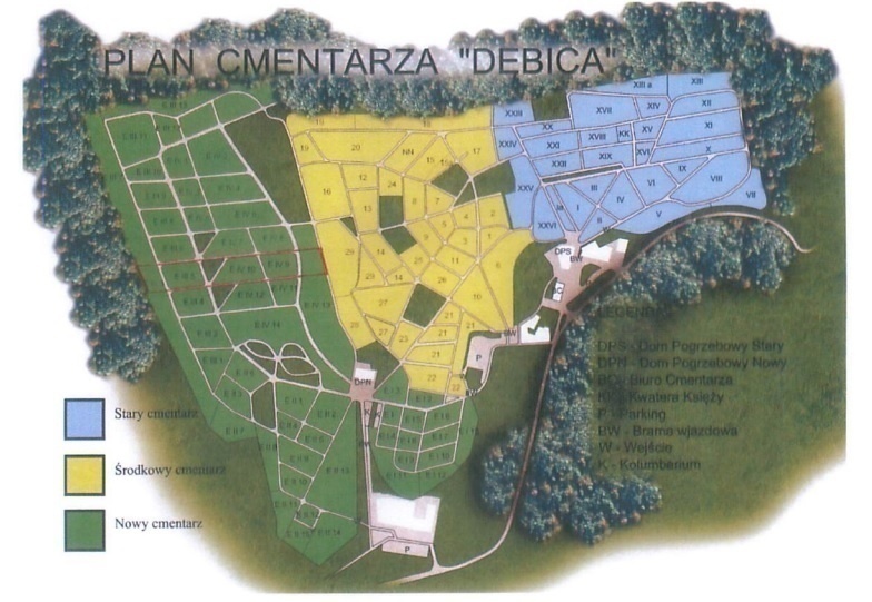 Elbląg, Grafika przedstawiająca plan cmentarza Dębica, czerwonym prostokątem oznaczono teren, na którym powstaną nowe miejsca do pochówków (mat. przetargowe) Elbląg, Grafika przedstawiająca plan cmentarza Dębica, czerwonym prostokątem oznaczono teren, na którym powstaną nowe miejsca do pochówków (mat. przetargowe)