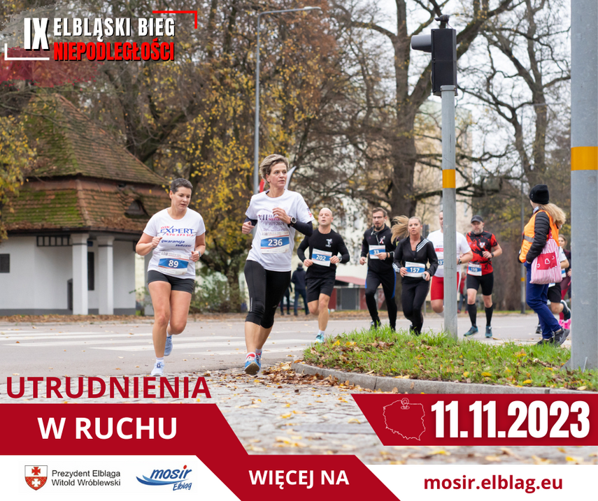 Elbląg, IX Elbląski Bieg Niepodległości - utrudnienia w ruchu Elbląg, IX Elbląski Bieg Niepodległości - utrudnienia w ruchu