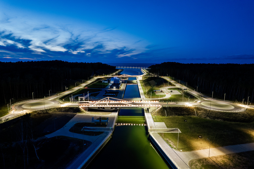 Elbląg, Przekop Mierzei Wiślanej nocą Elbląg, Przekop Mierzei Wiślanej nocą
