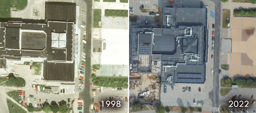 Elbląg, Zdjęcie lotnicze fragmentu miasta ze Światowidem na przestrzeni lat